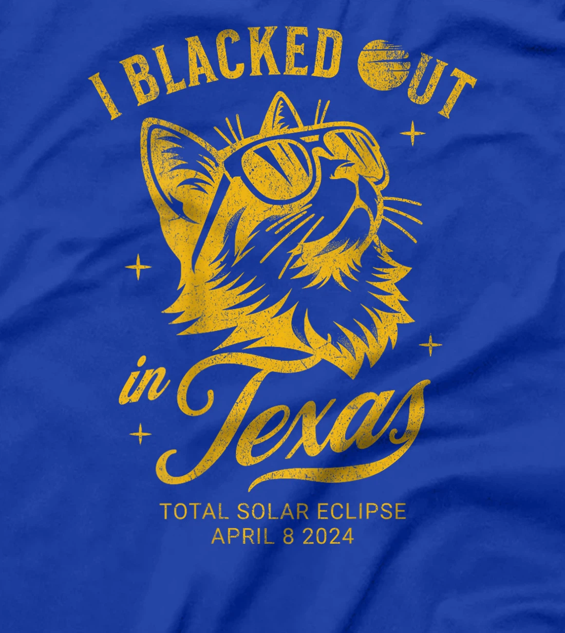 I Blacked Out In Texas Solar Eclipse 2024 Cat Back Print T-Shirt