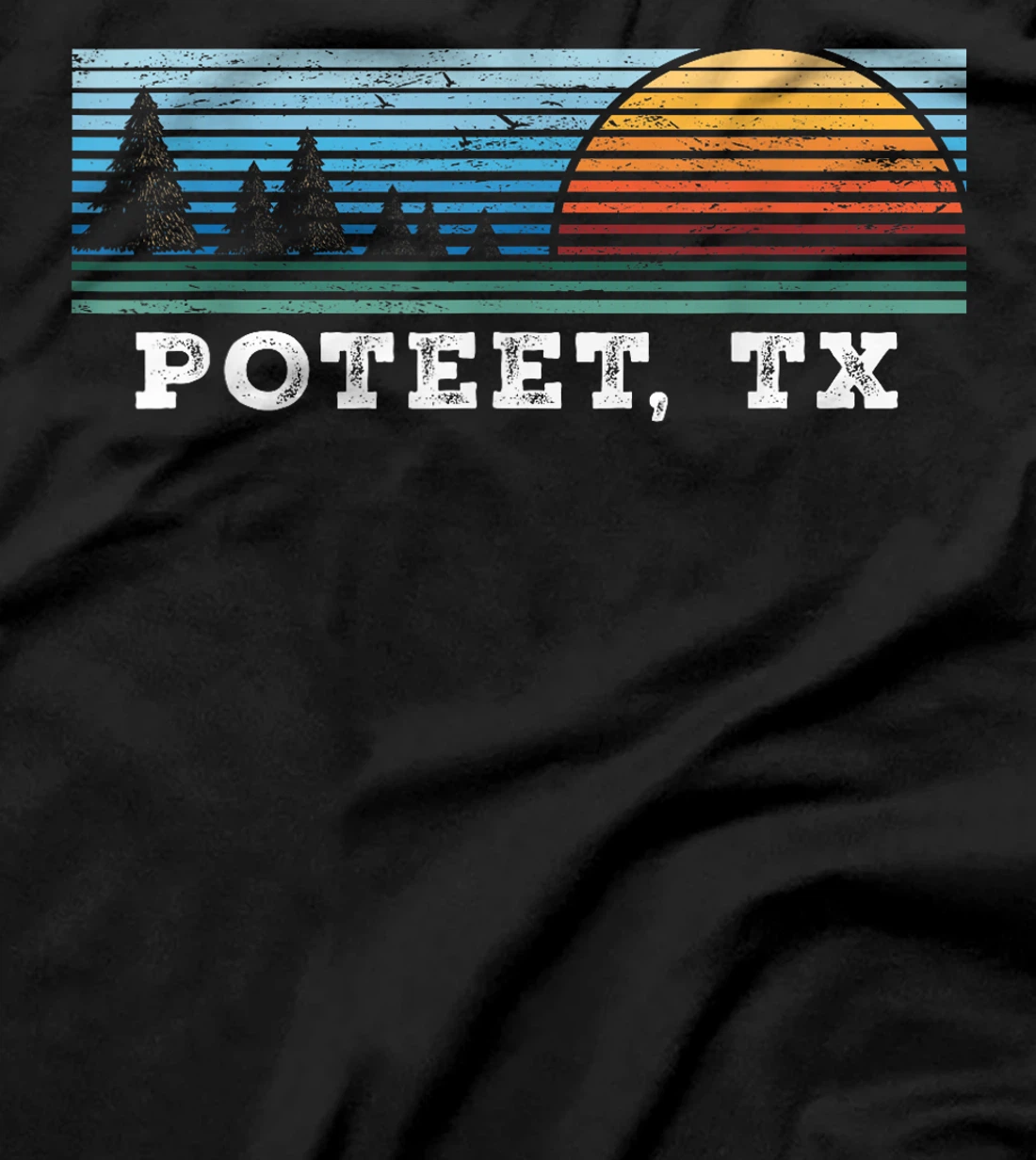 Retro Sunset Stripes Poteet, Texas T-Shirt