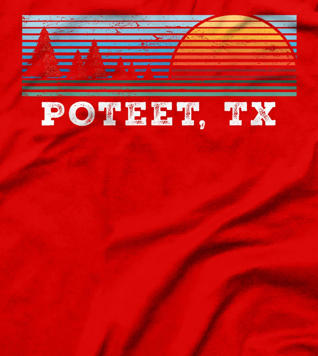 Retro Sunset Stripes Poteet, Texas T-Shirt