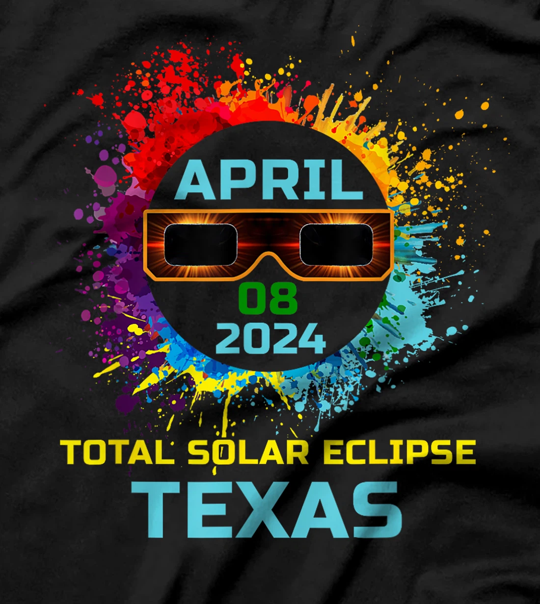Total Solar Eclipse Texas 2024 Colorful Eclipse 04 08 24 T-Shirt