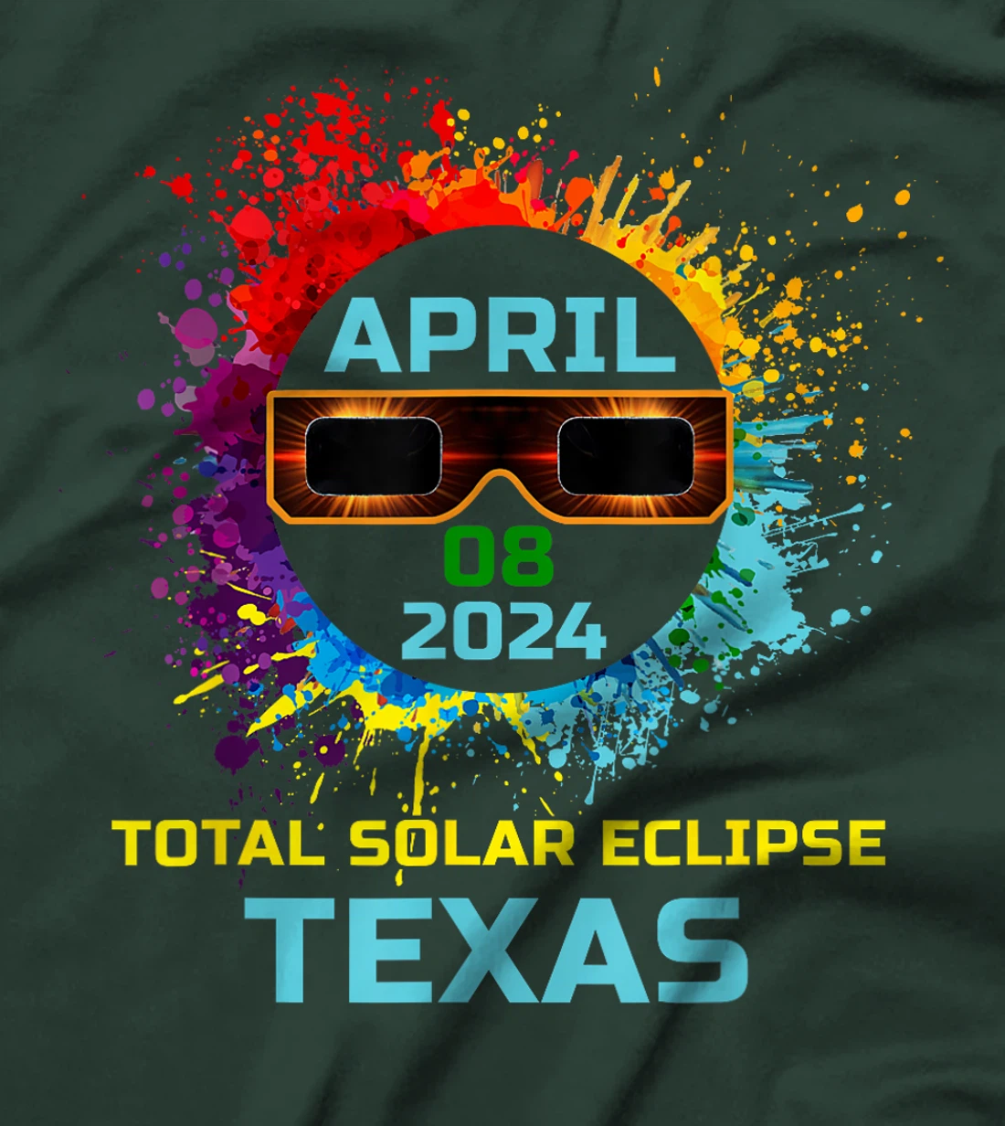 Total Solar Eclipse Texas 2024 Colorful Eclipse 04 08 24 T-Shirt