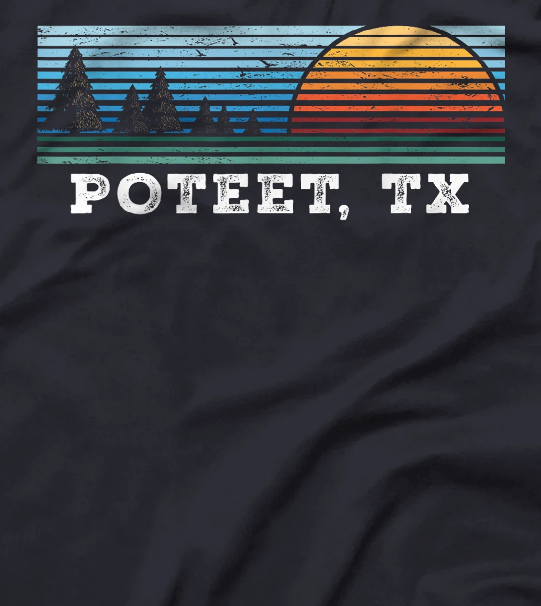 Retro Sunset Stripes Poteet, Texas T-Shirt