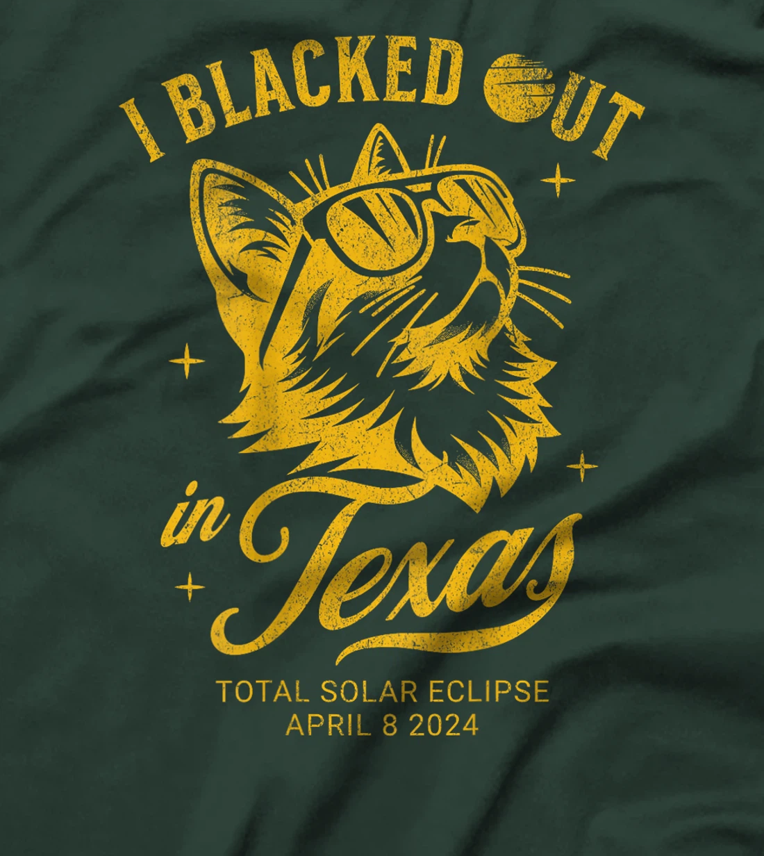 I Blacked Out In Texas Solar Eclipse 2024 Cat Back Print T-Shirt
