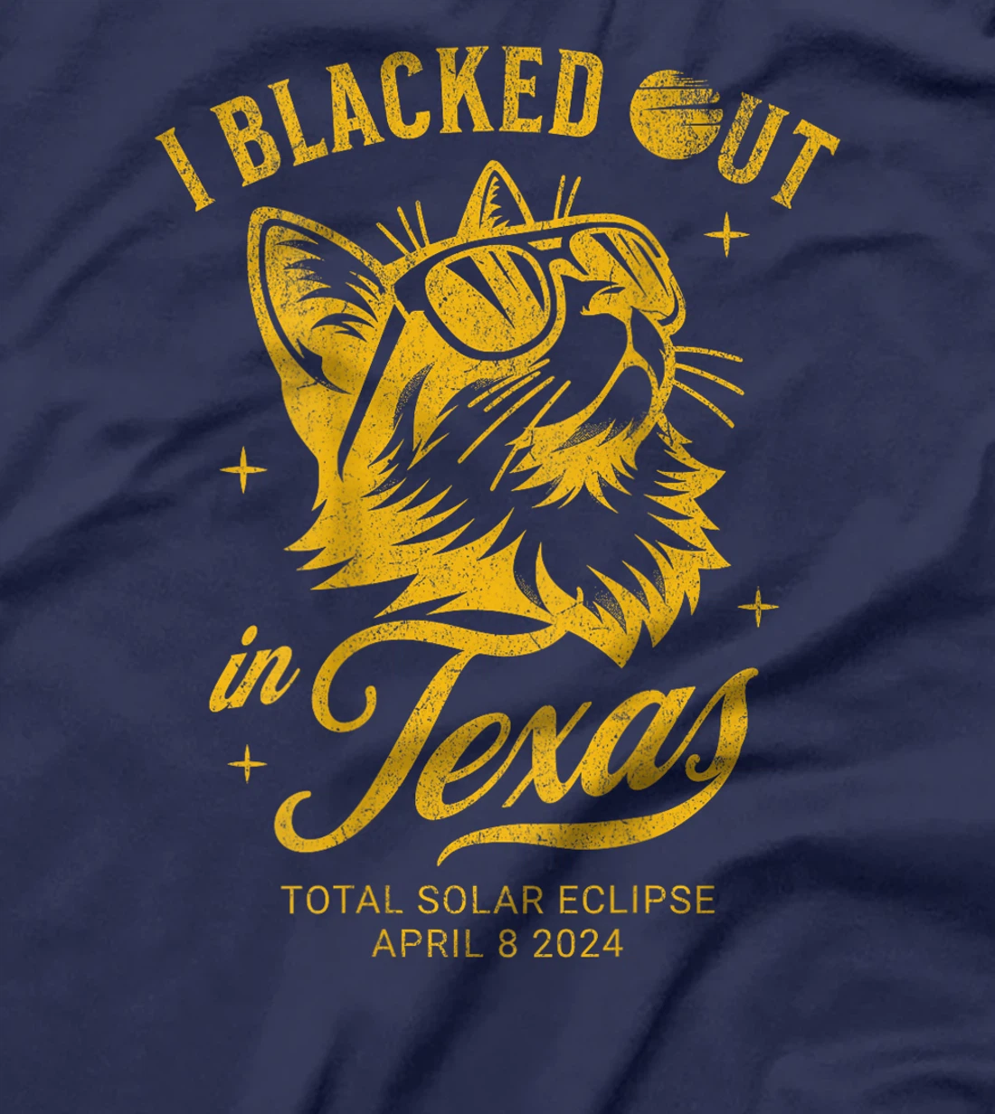 I Blacked Out In Texas Solar Eclipse 2024 Cat Back Print T-Shirt