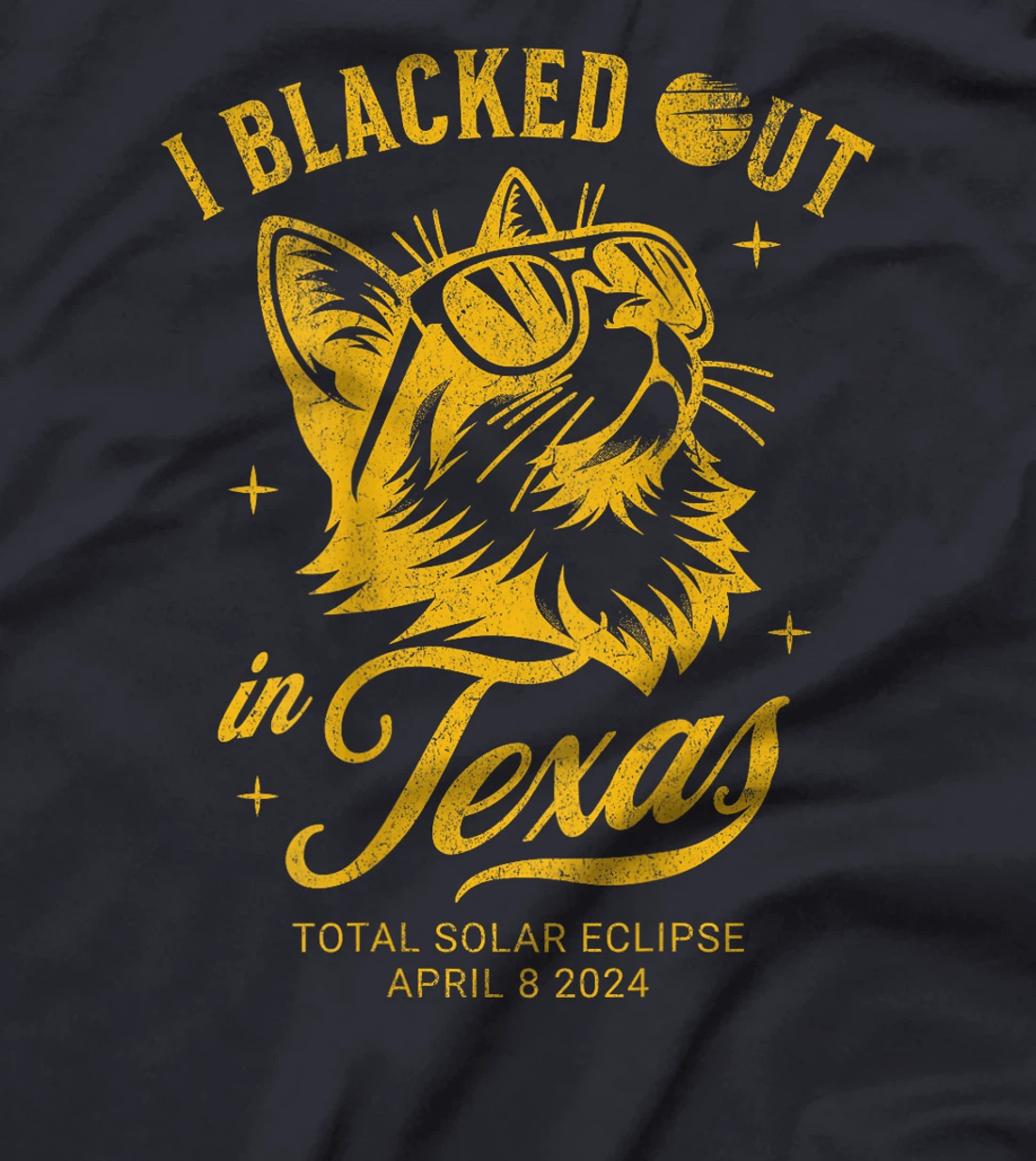 I Blacked Out In Texas Solar Eclipse 2024 Cat Back Print T-Shirt