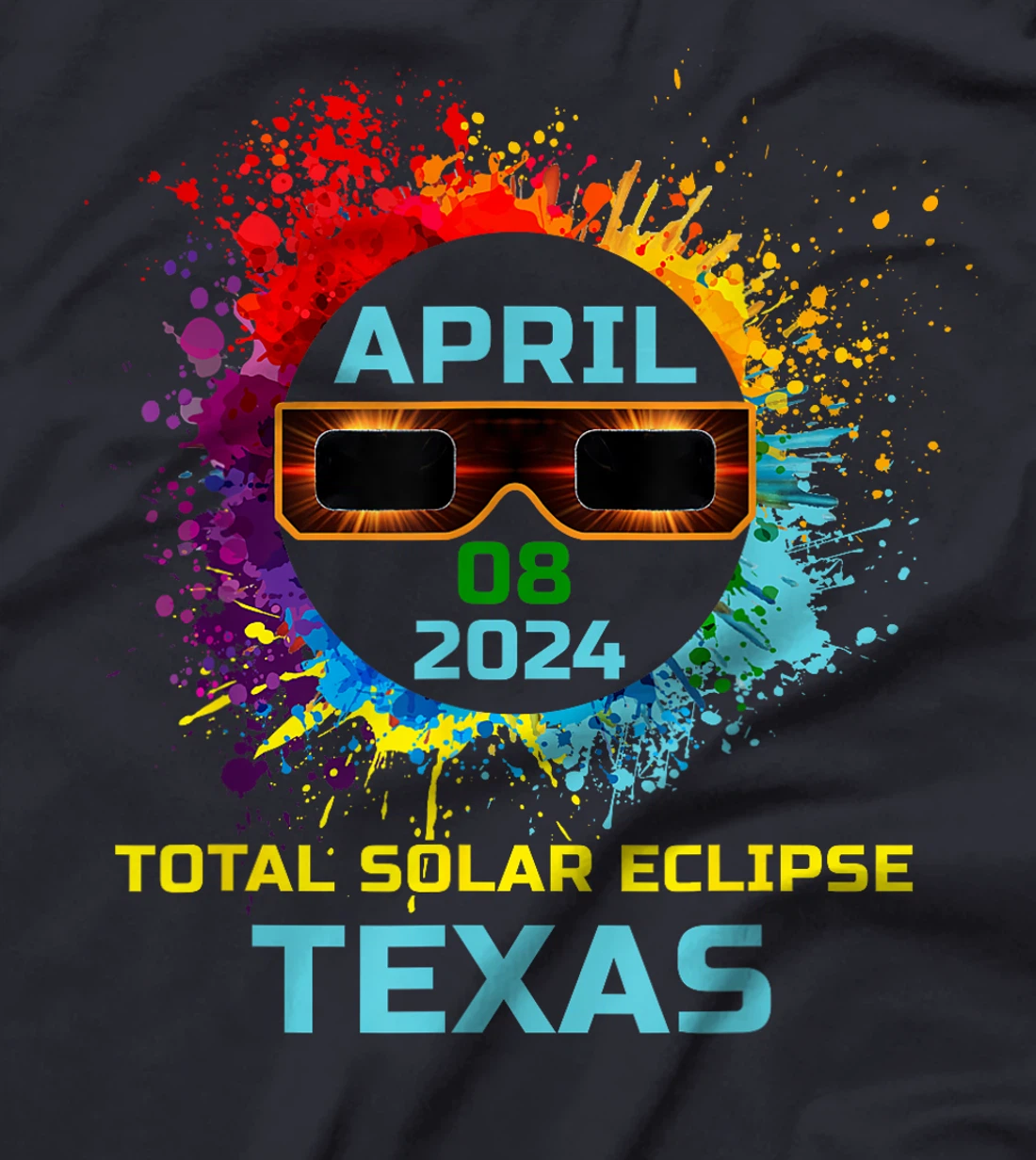 Total Solar Eclipse Texas 2024 Colorful Eclipse 04 08 24 T-Shirt