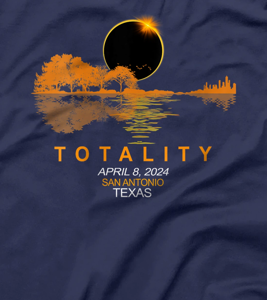 Womens San Antonio, Texas Total Solar Eclipse 2024 Guitar T-Shirt