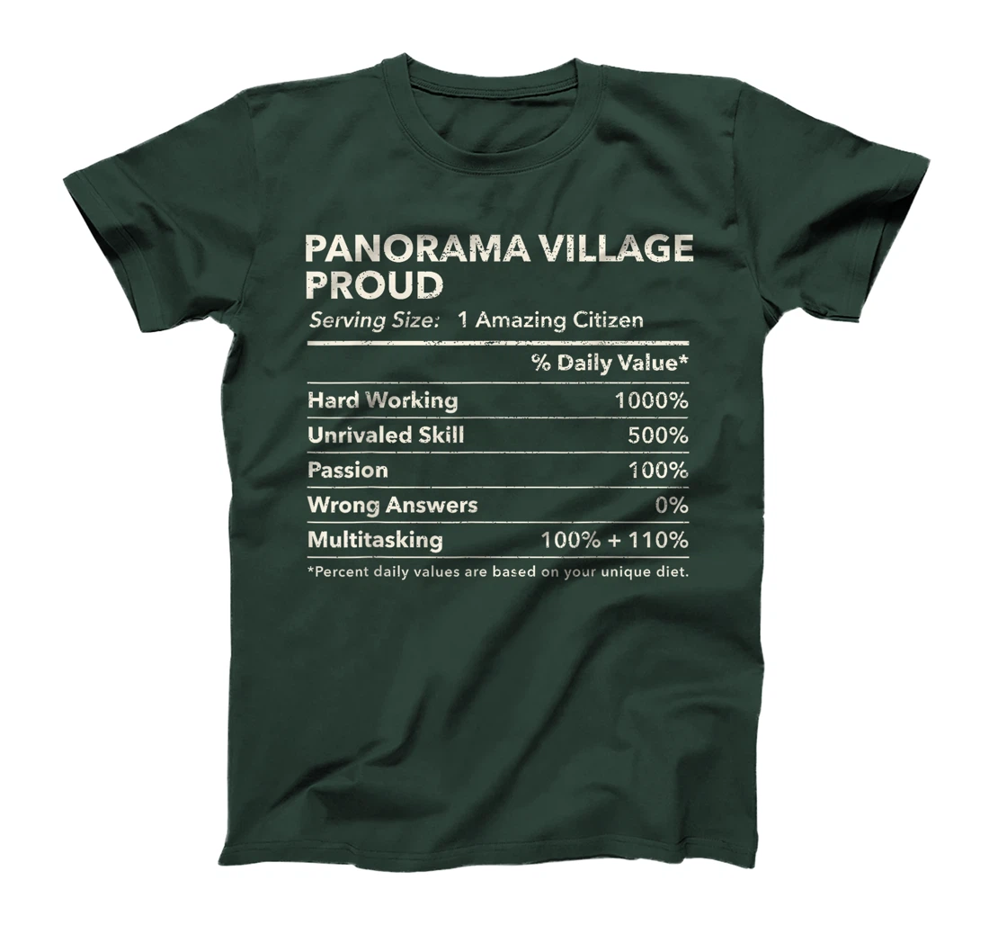 Panorama Village, Texas Proud Nutrition Facts T-Shirt