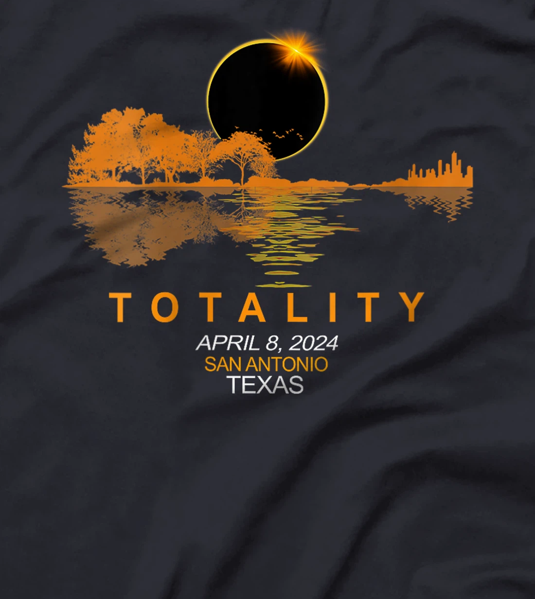 Womens San Antonio, Texas Total Solar Eclipse 2024 Guitar T-Shirt