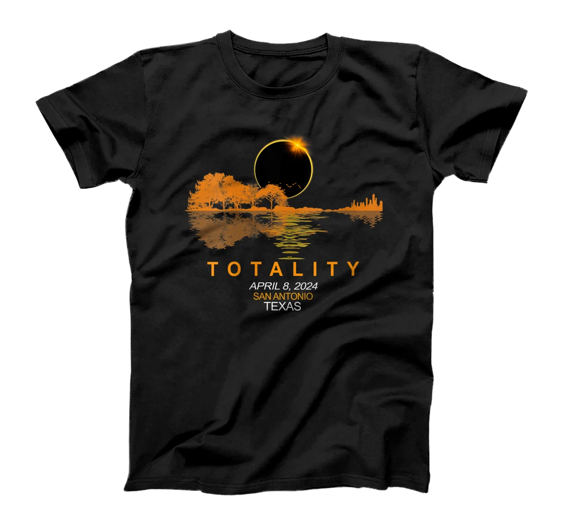Womens San Antonio, Texas Total Solar Eclipse 2024 Guitar T-Shirt
