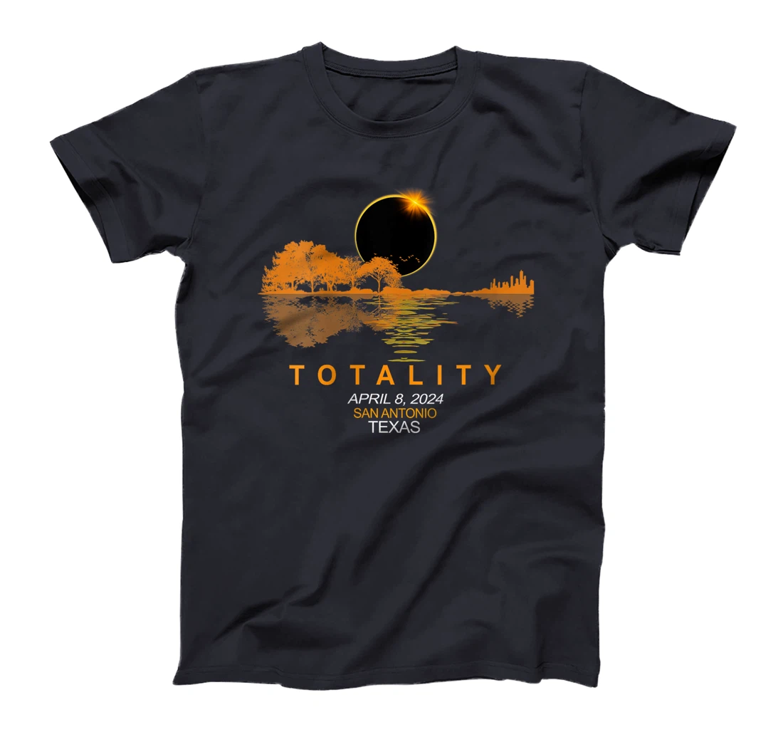 Womens San Antonio, Texas Total Solar Eclipse 2024 Guitar T-Shirt