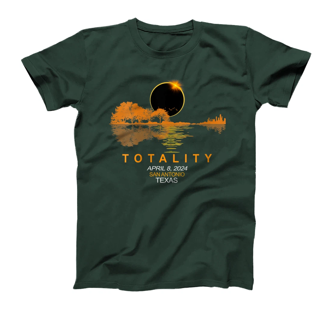 Womens San Antonio, Texas Total Solar Eclipse 2024 Guitar T-Shirt