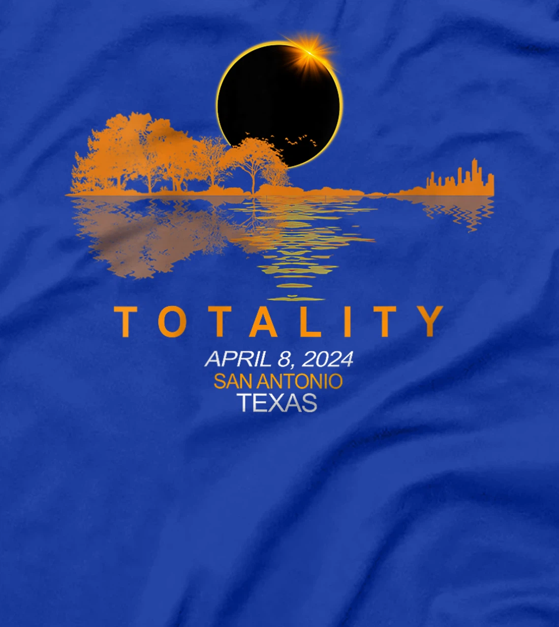 Womens San Antonio, Texas Total Solar Eclipse 2024 Guitar T-Shirt