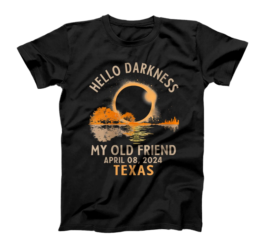 Womens Hello Darkness My Old Friend Total Solar Eclipse 2024 Texas T-Shirt