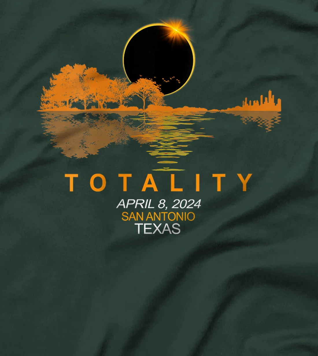 Womens San Antonio, Texas Total Solar Eclipse 2024 Guitar T-Shirt