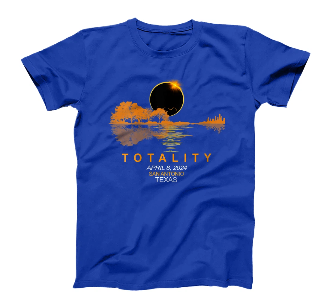 Womens San Antonio, Texas Total Solar Eclipse 2024 Guitar T-Shirt