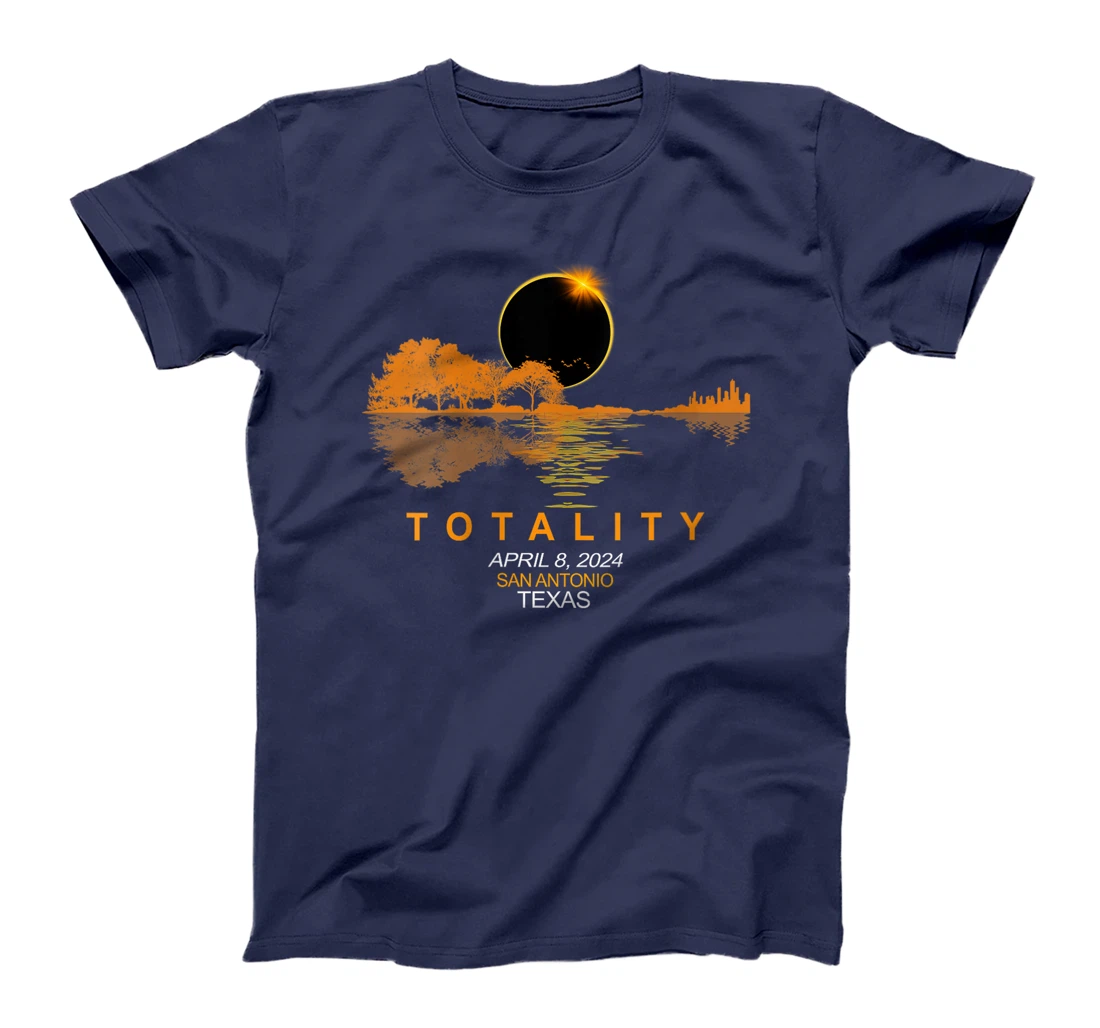 Womens San Antonio, Texas Total Solar Eclipse 2024 Guitar T-Shirt