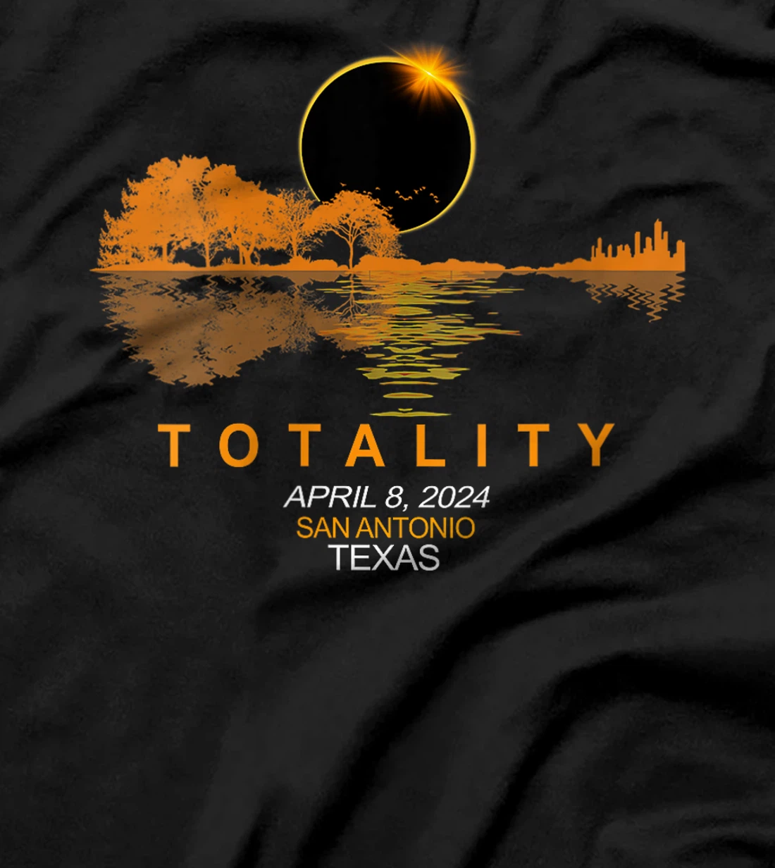Womens San Antonio, Texas Total Solar Eclipse 2024 Guitar T-Shirt