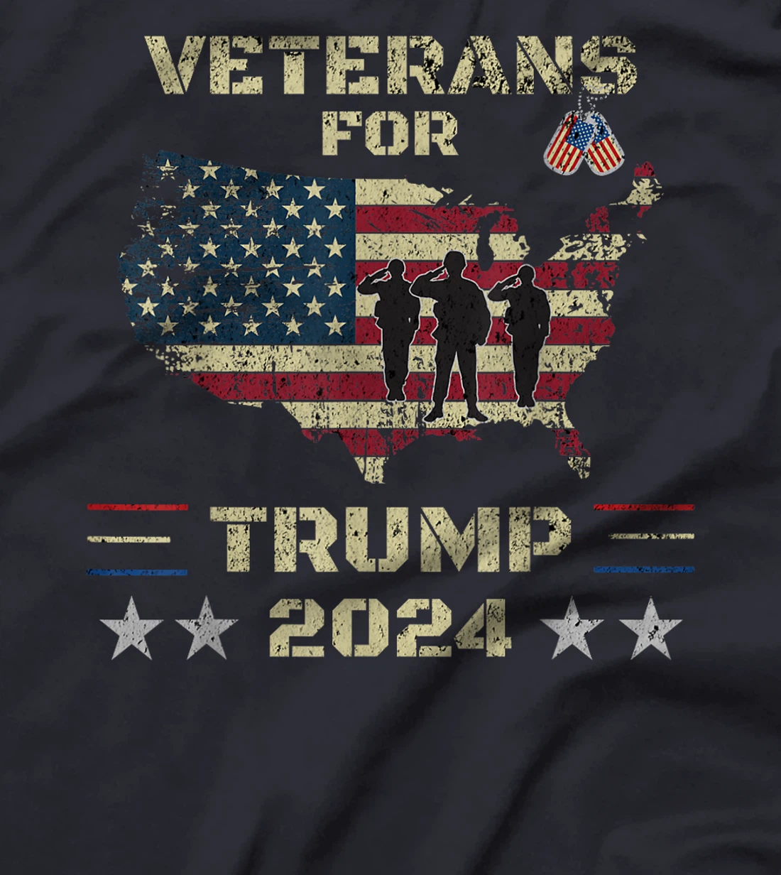 Veterans For Trump 2024 American Flag Election Dad Grandpa T-Shirt
