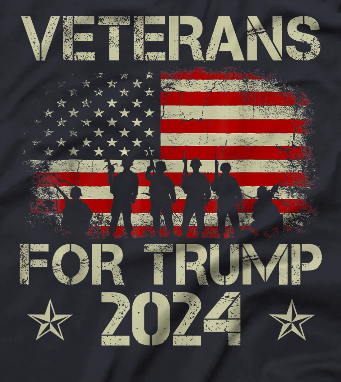 Grandpa Veterans For Trump 2024 American Flag 4th Of July T-Shirt