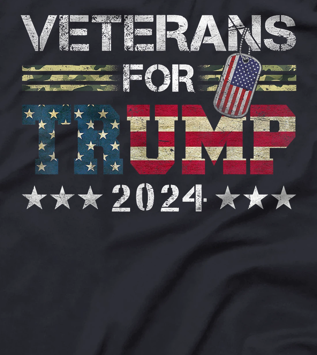 Dad Grandpa Veterans For Trump 2024 American Flag Camo T-Shirt