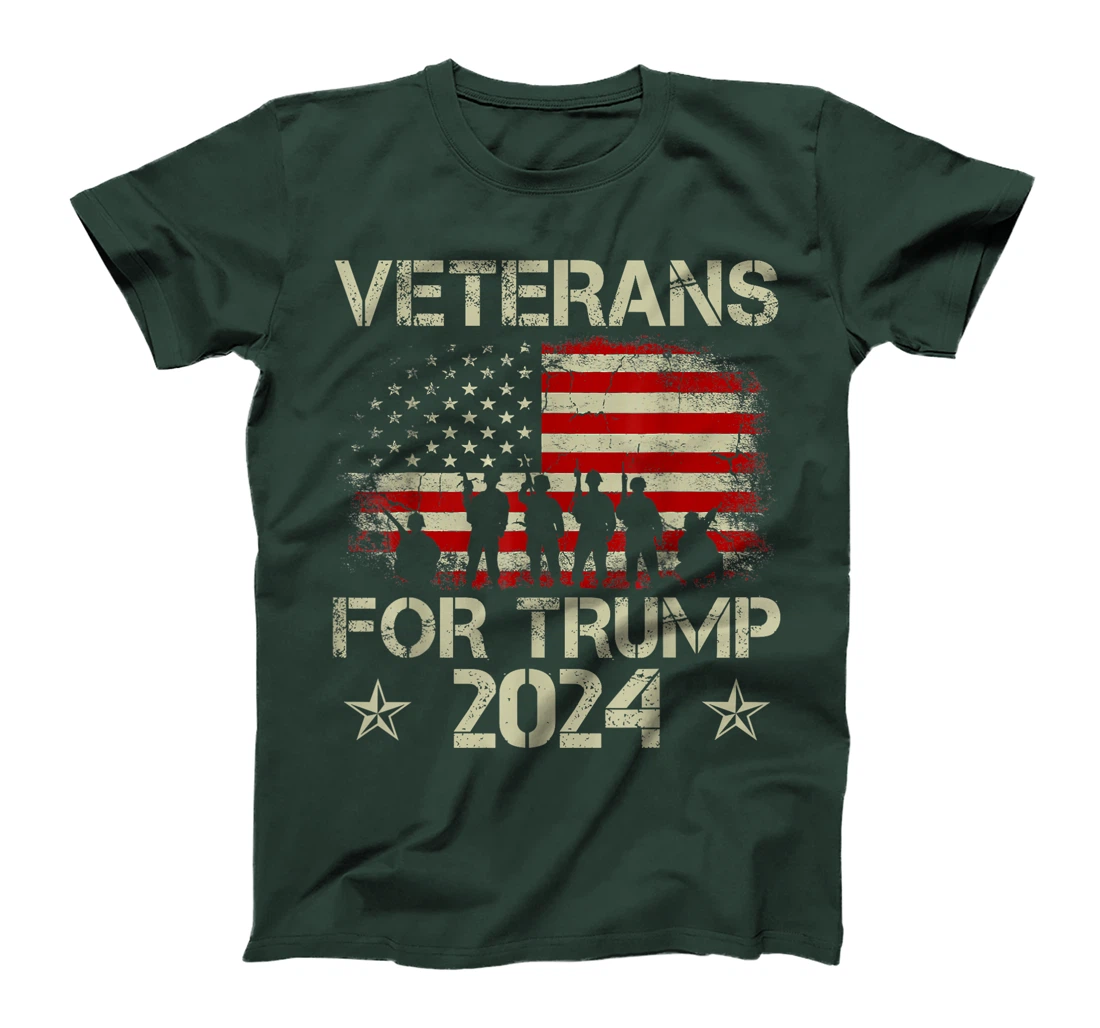 Grandpa Veterans For Trump 2024 American Flag 4th Of July T-Shirt