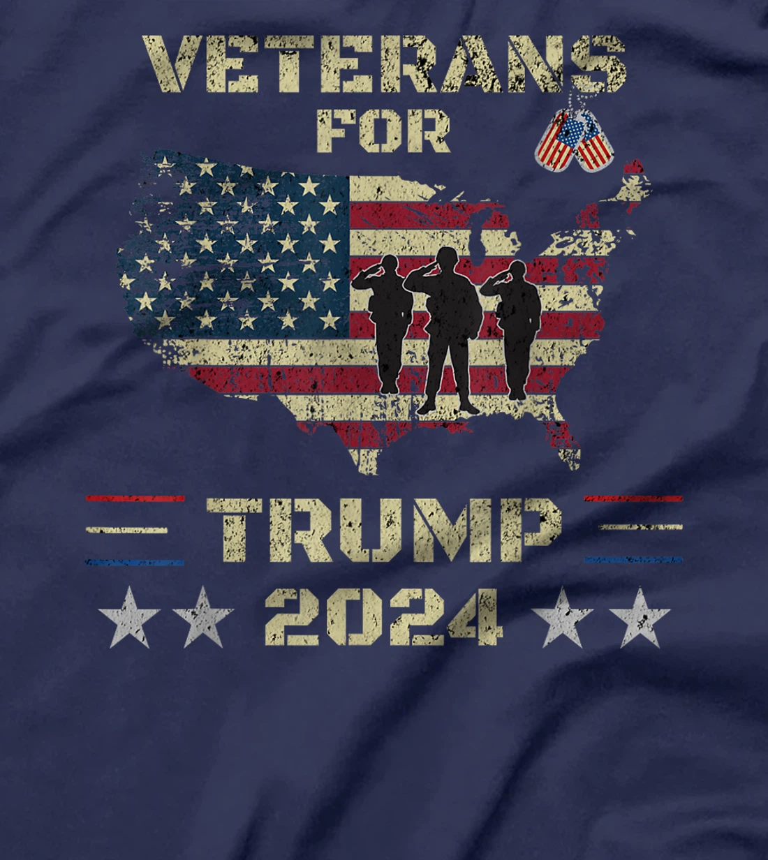 Veterans For Trump 2024 American Flag Election Dad Grandpa T-Shirt