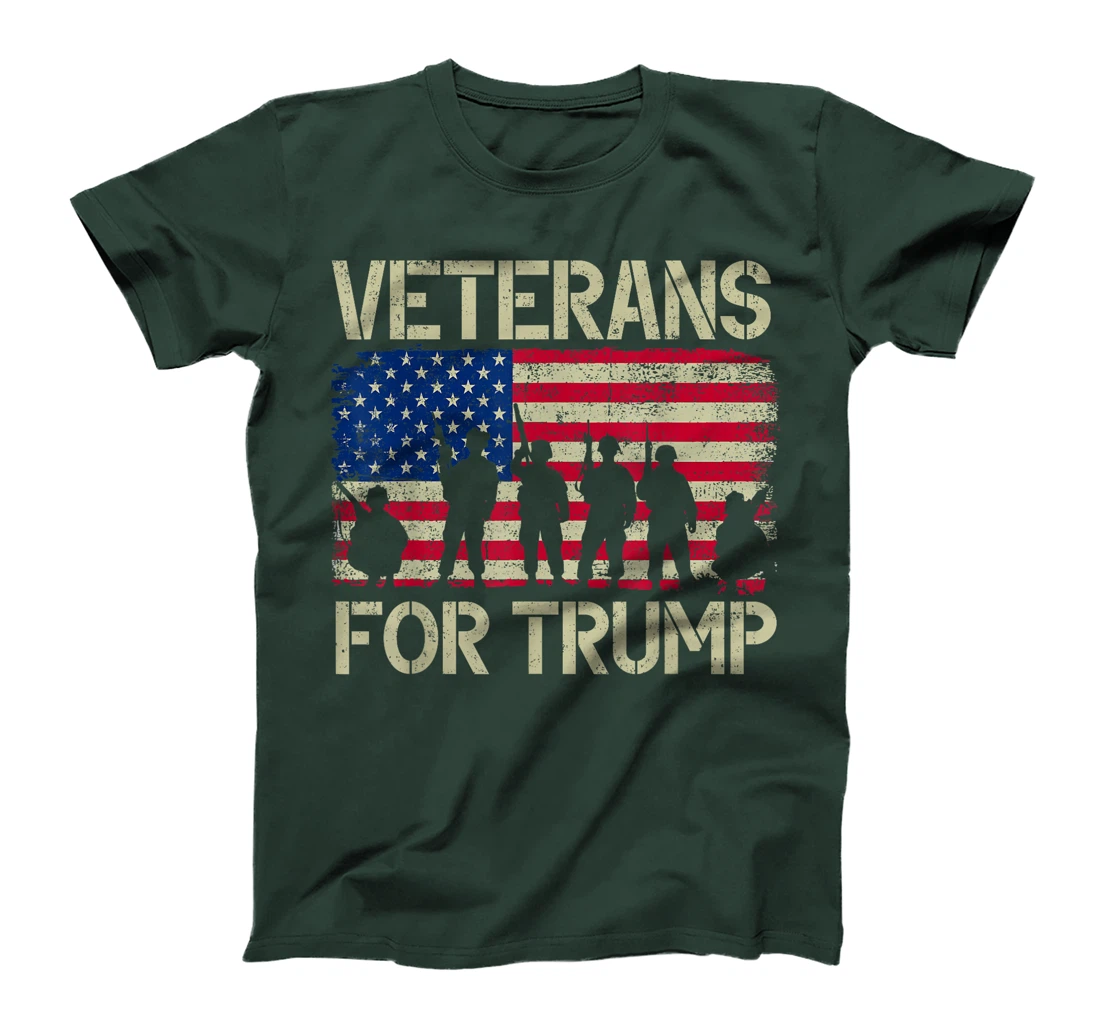 Veterans For Trump American Flag Veteran Dad Grandpa T-Shirt