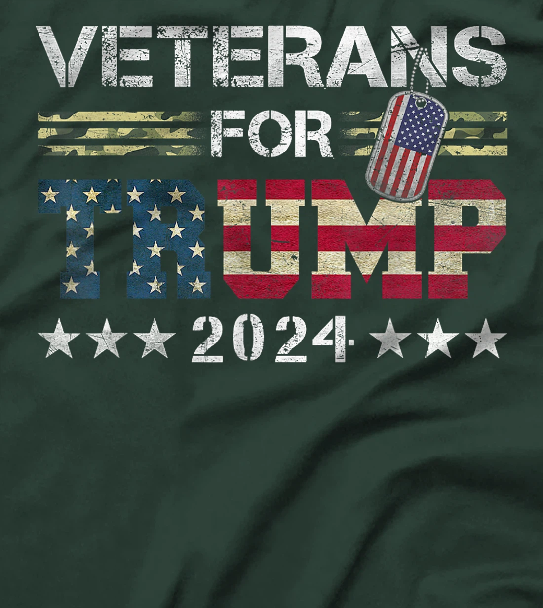 Dad Grandpa Veterans For Trump 2024 American Flag Camo T-Shirt