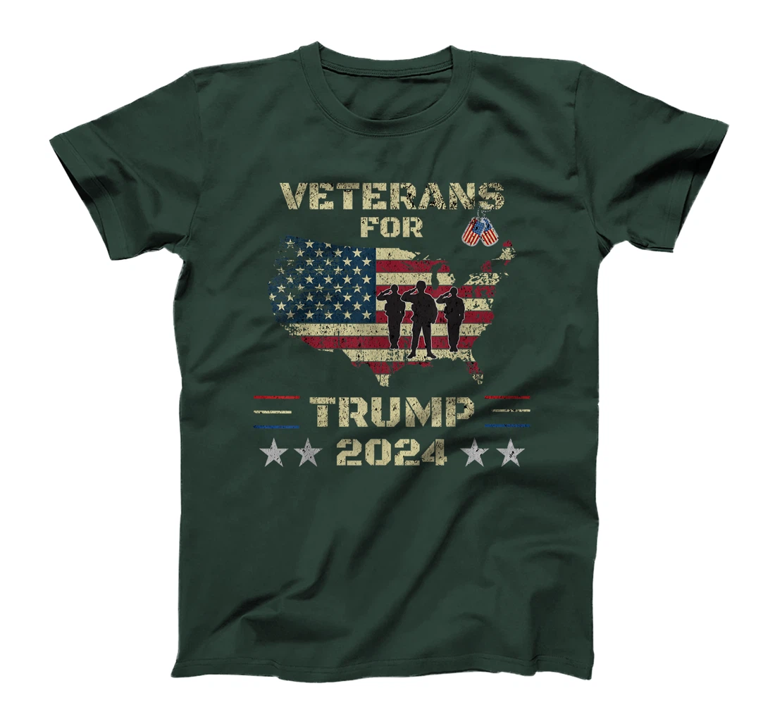 Veterans For Trump 2024 American Flag Election Dad Grandpa T-Shirt