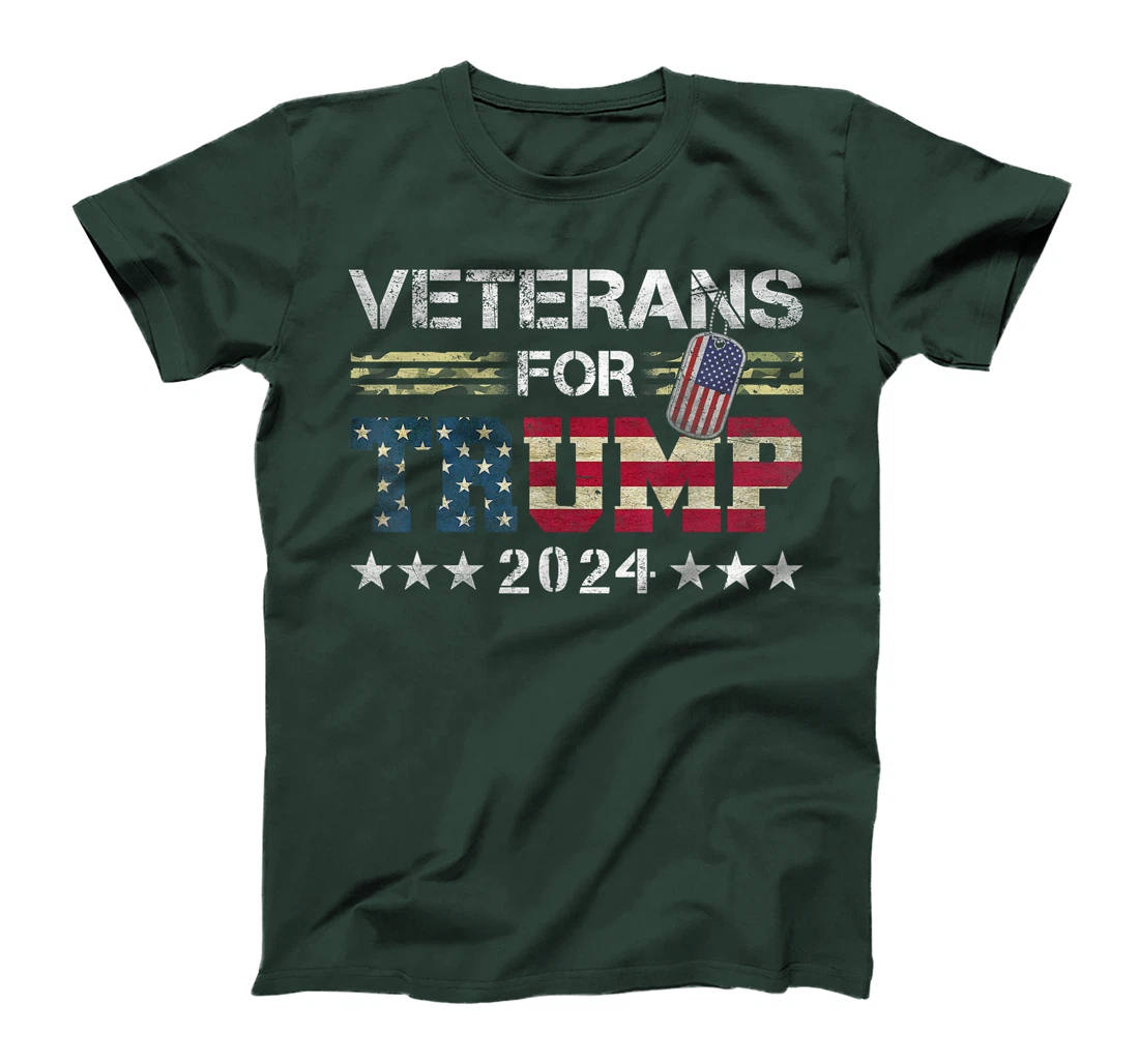 Dad Grandpa Veterans For Trump 2024 American Flag Camo T-Shirt