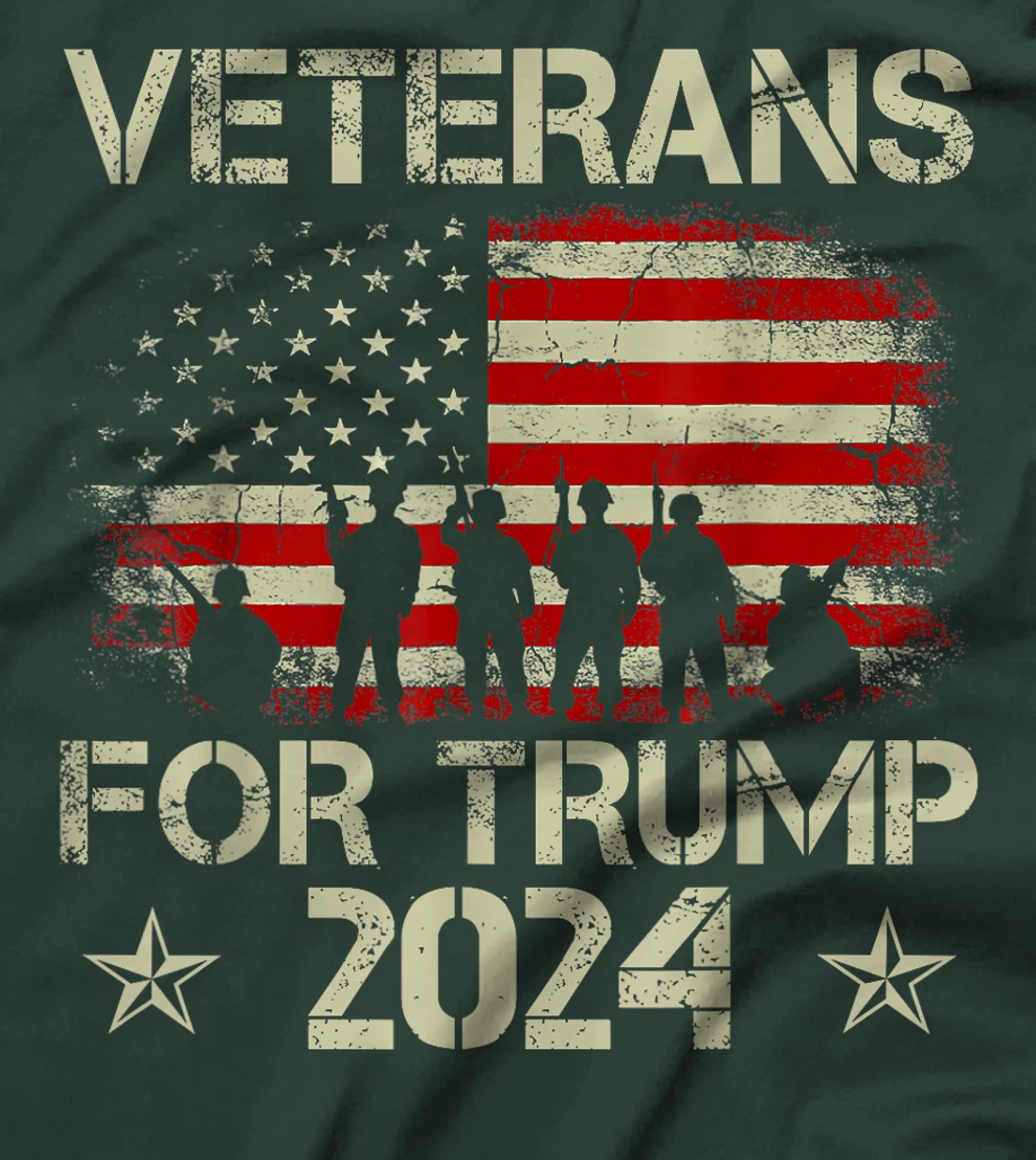 Grandpa Veterans For Trump 2024 American Flag 4th Of July T-Shirt