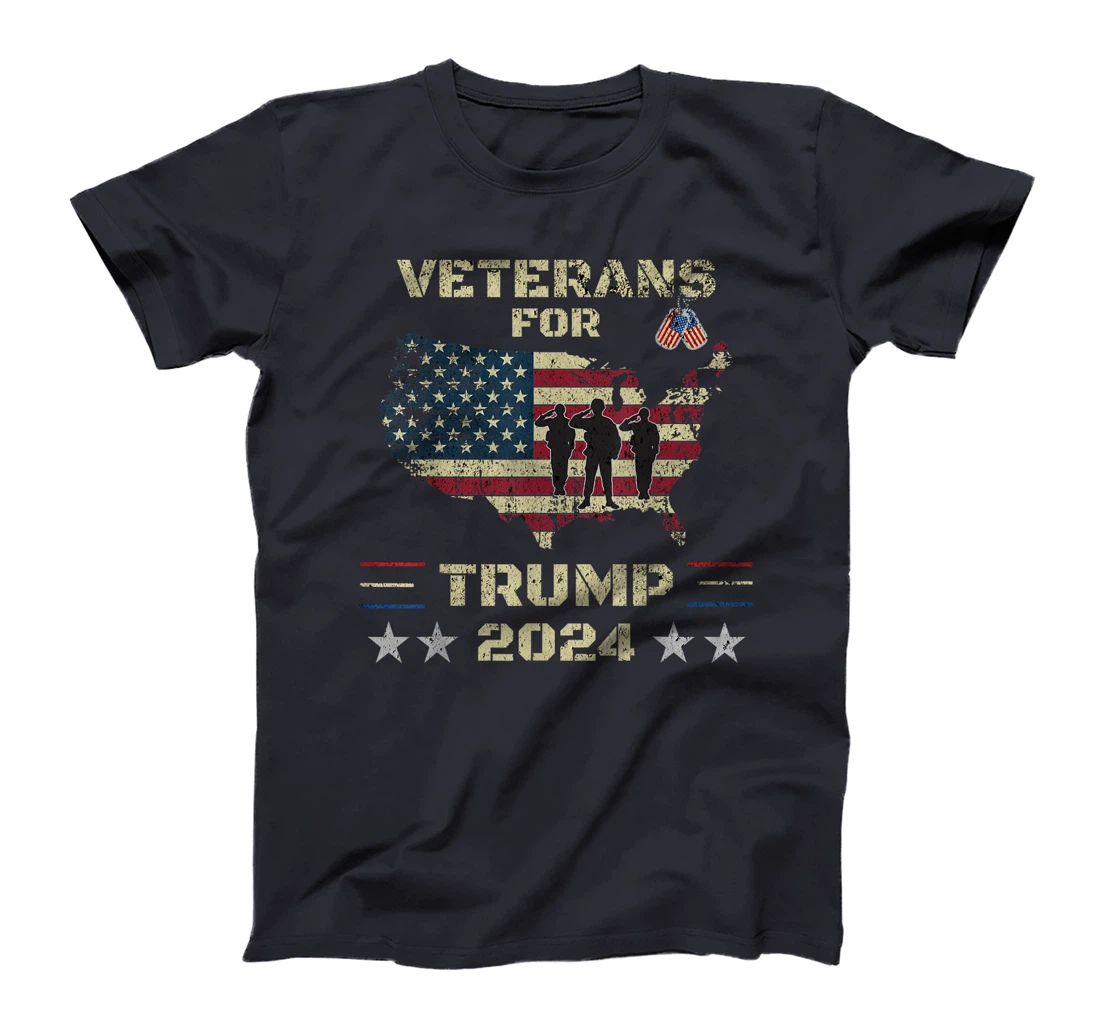 Veterans For Trump 2024 American Flag Election Dad Grandpa T-Shirt