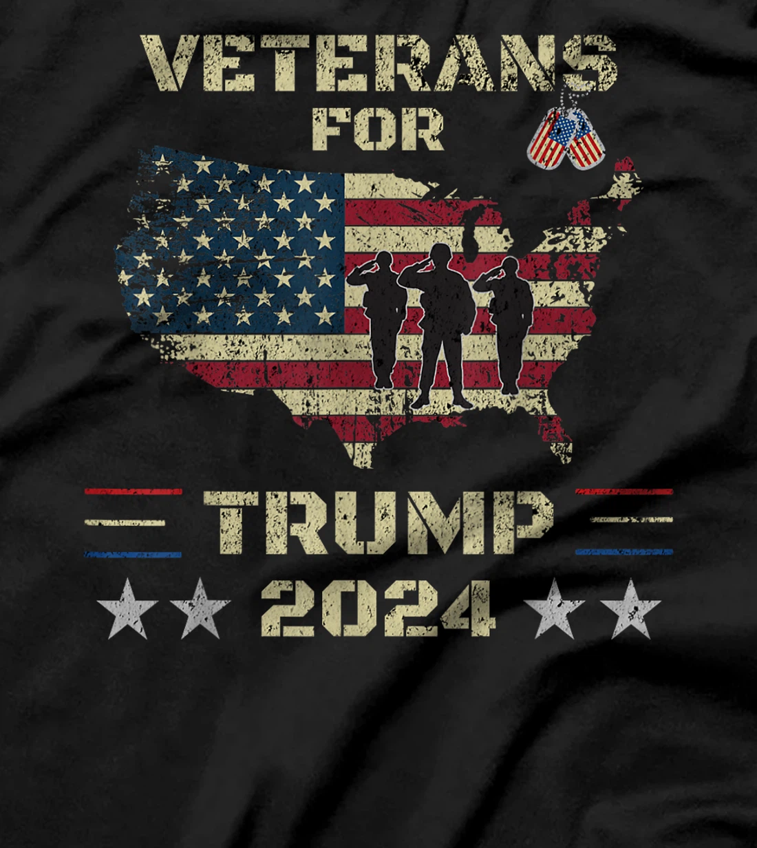 Veterans For Trump 2024 American Flag Election Dad Grandpa T-Shirt