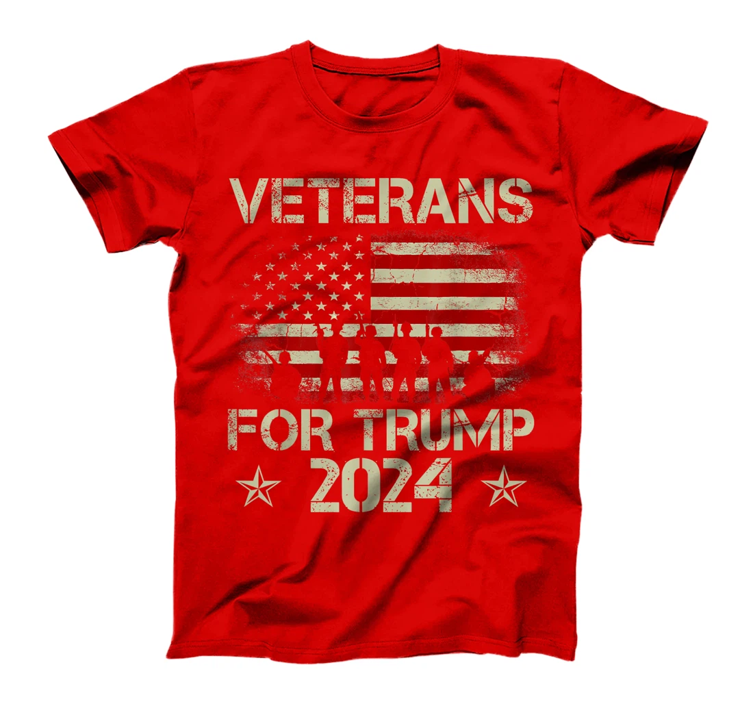 Grandpa Veterans For Trump 2024 American Flag 4th Of July T-Shirt