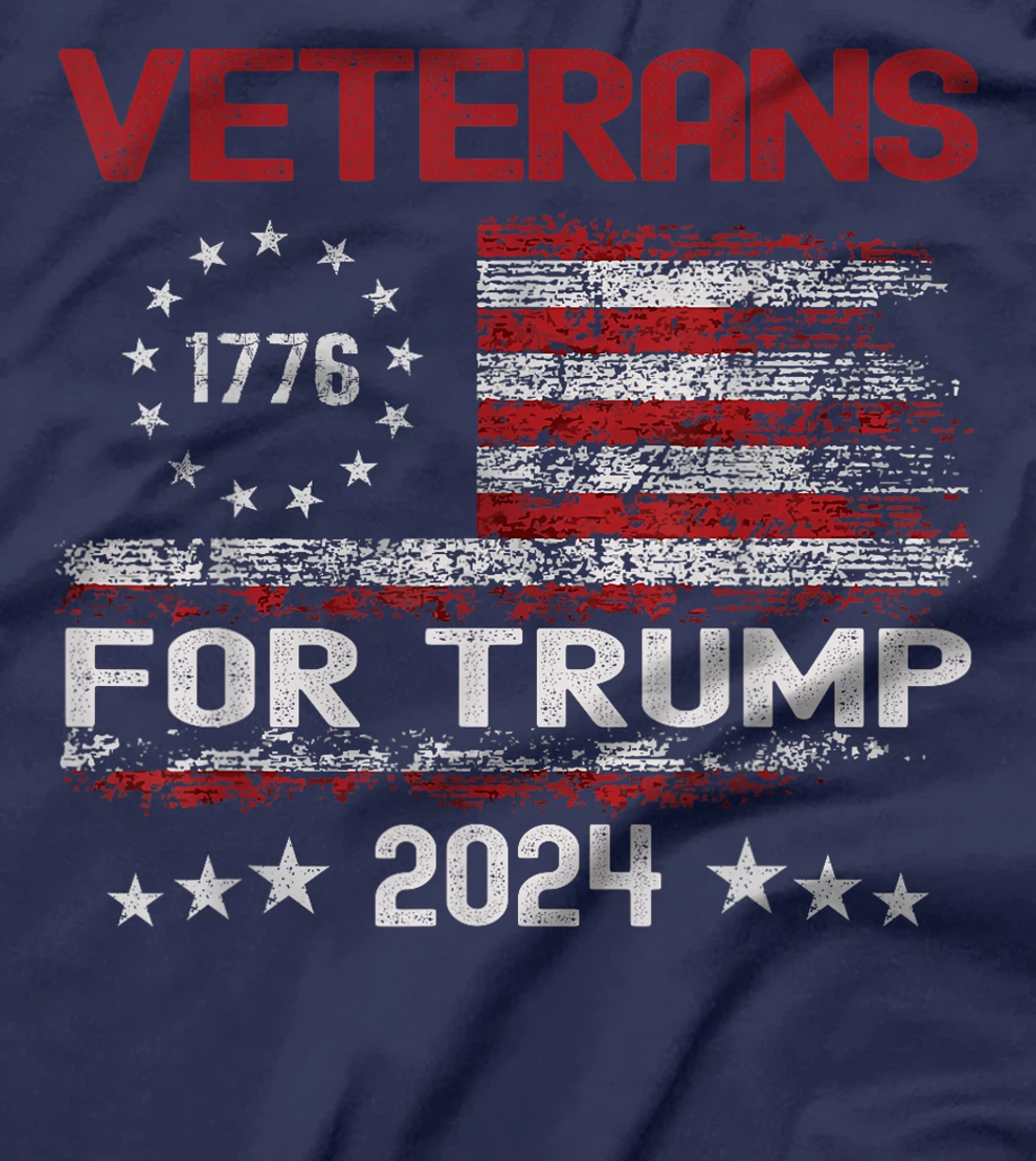 Veterans For Trump 2024 American Flag 4th Of July T-Shirt