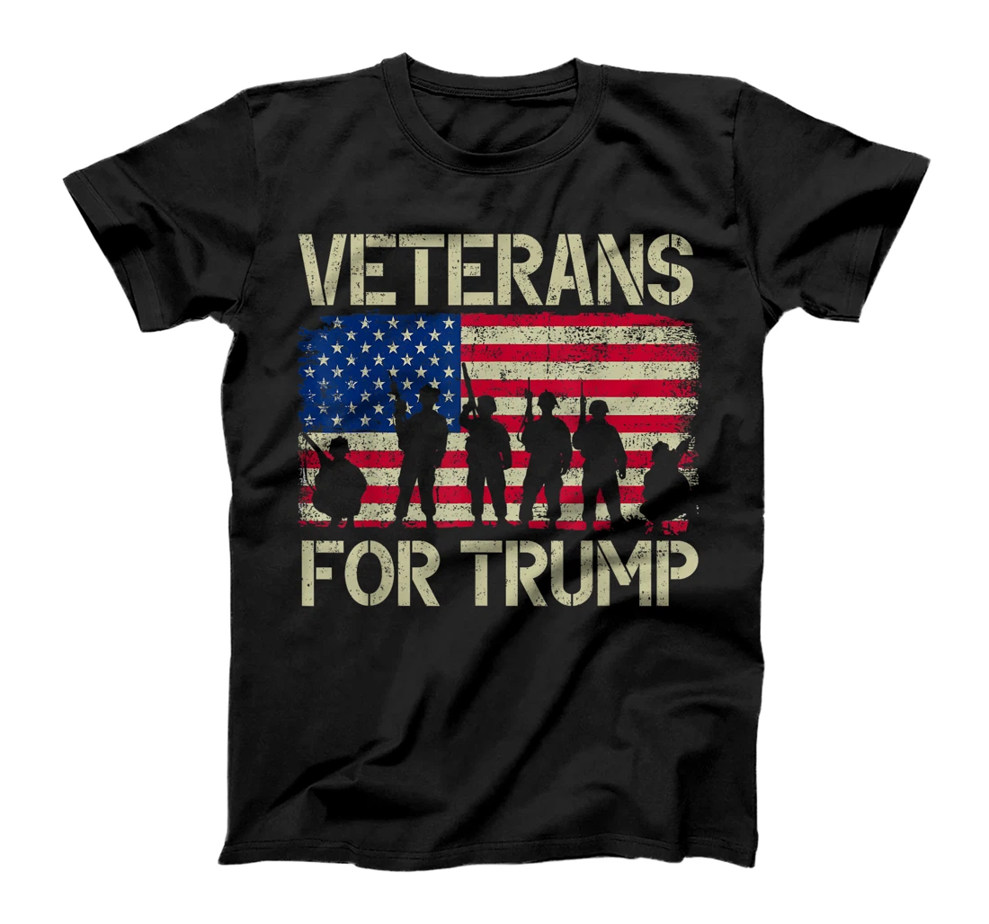Veterans For Trump American Flag Veteran Dad Grandpa T-Shirt
