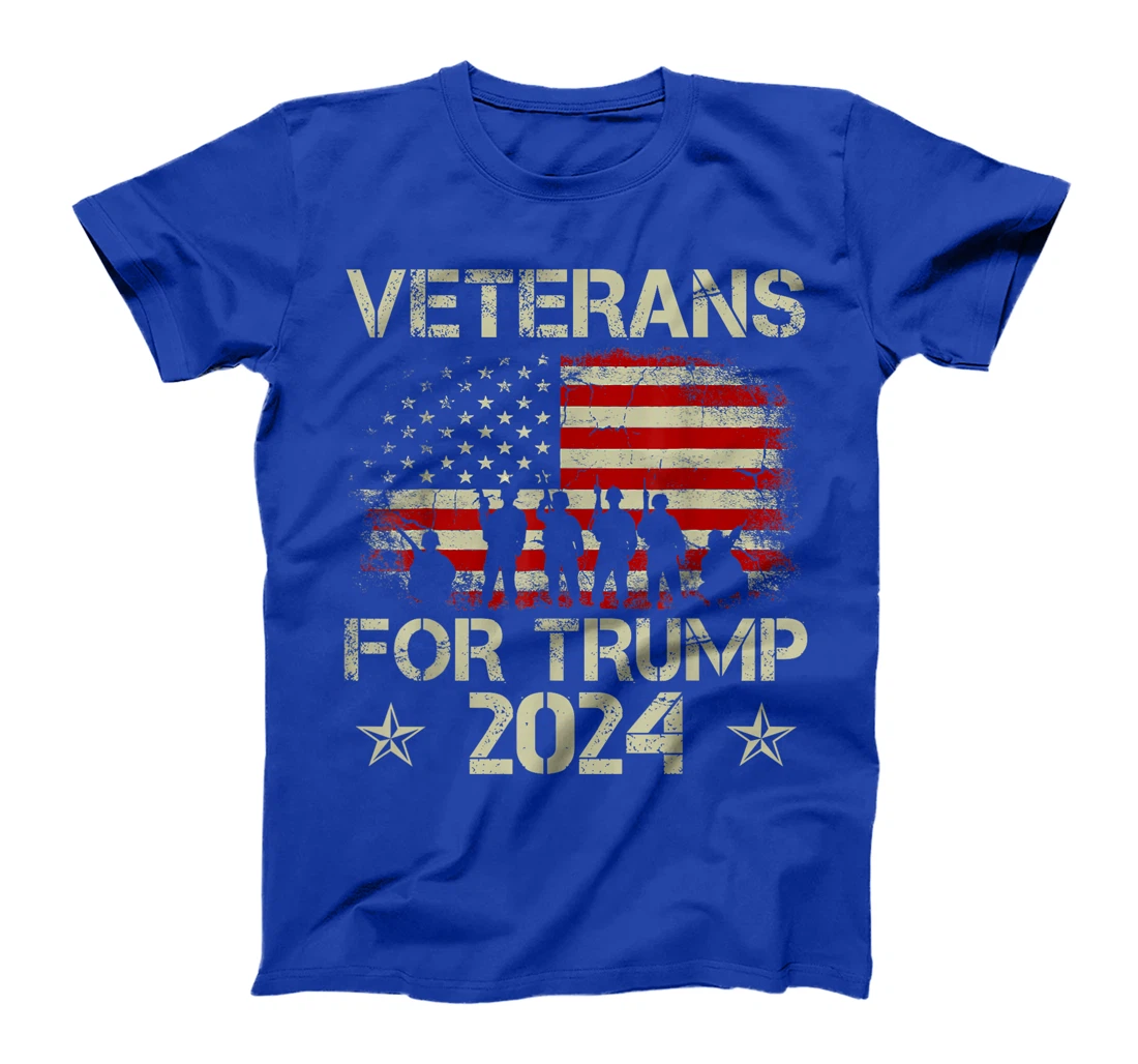 Grandpa Veterans For Trump 2024 American Flag 4th Of July T-Shirt