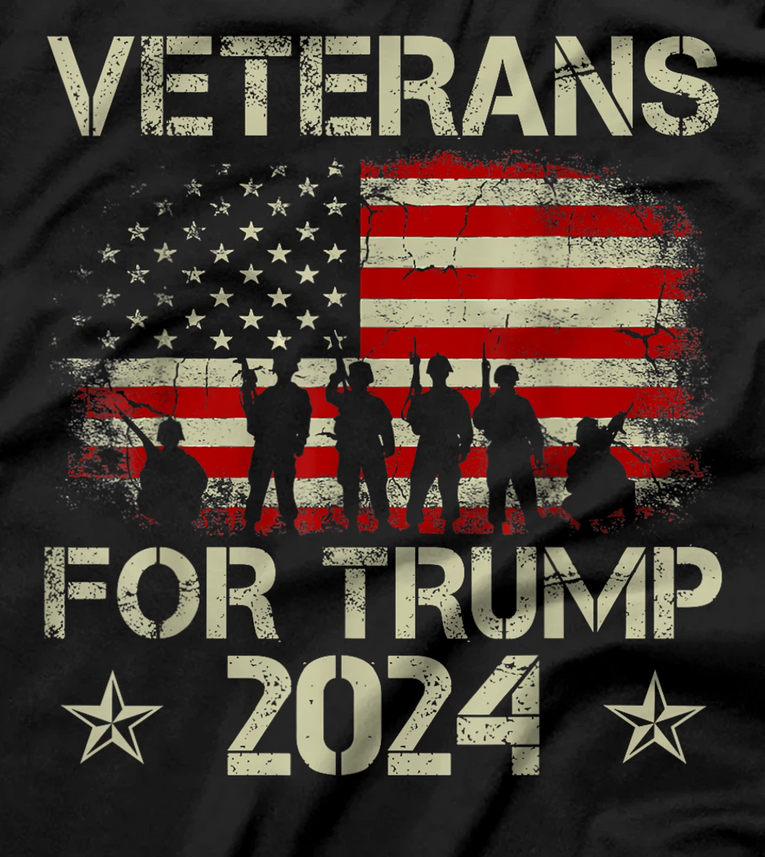 Grandpa Veterans For Trump 2024 American Flag 4th Of July T-Shirt