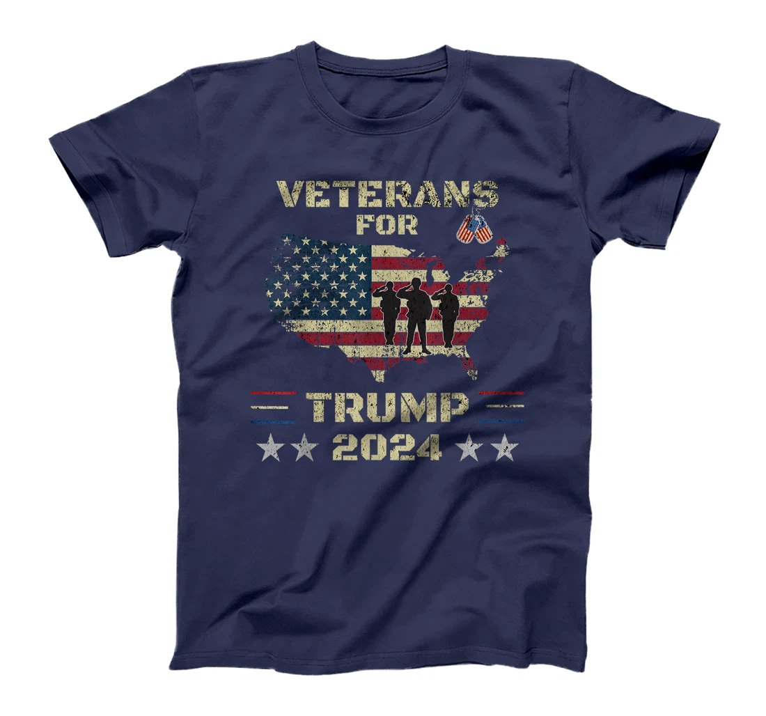 Veterans For Trump 2024 American Flag Election Dad Grandpa T-Shirt
