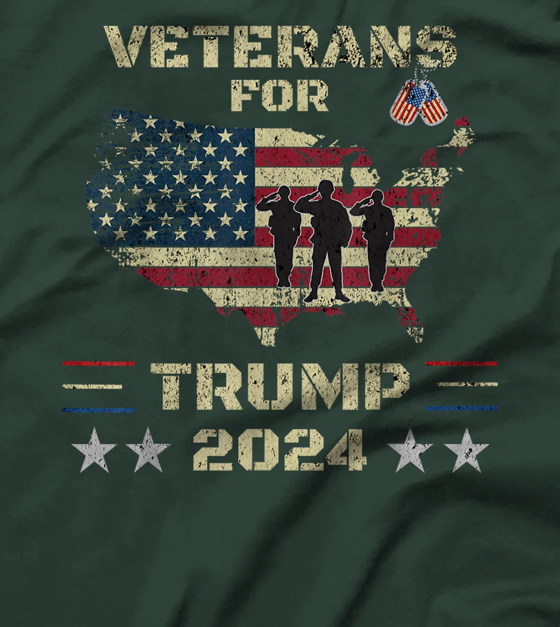 Veterans For Trump 2024 American Flag Election Dad Grandpa T-Shirt