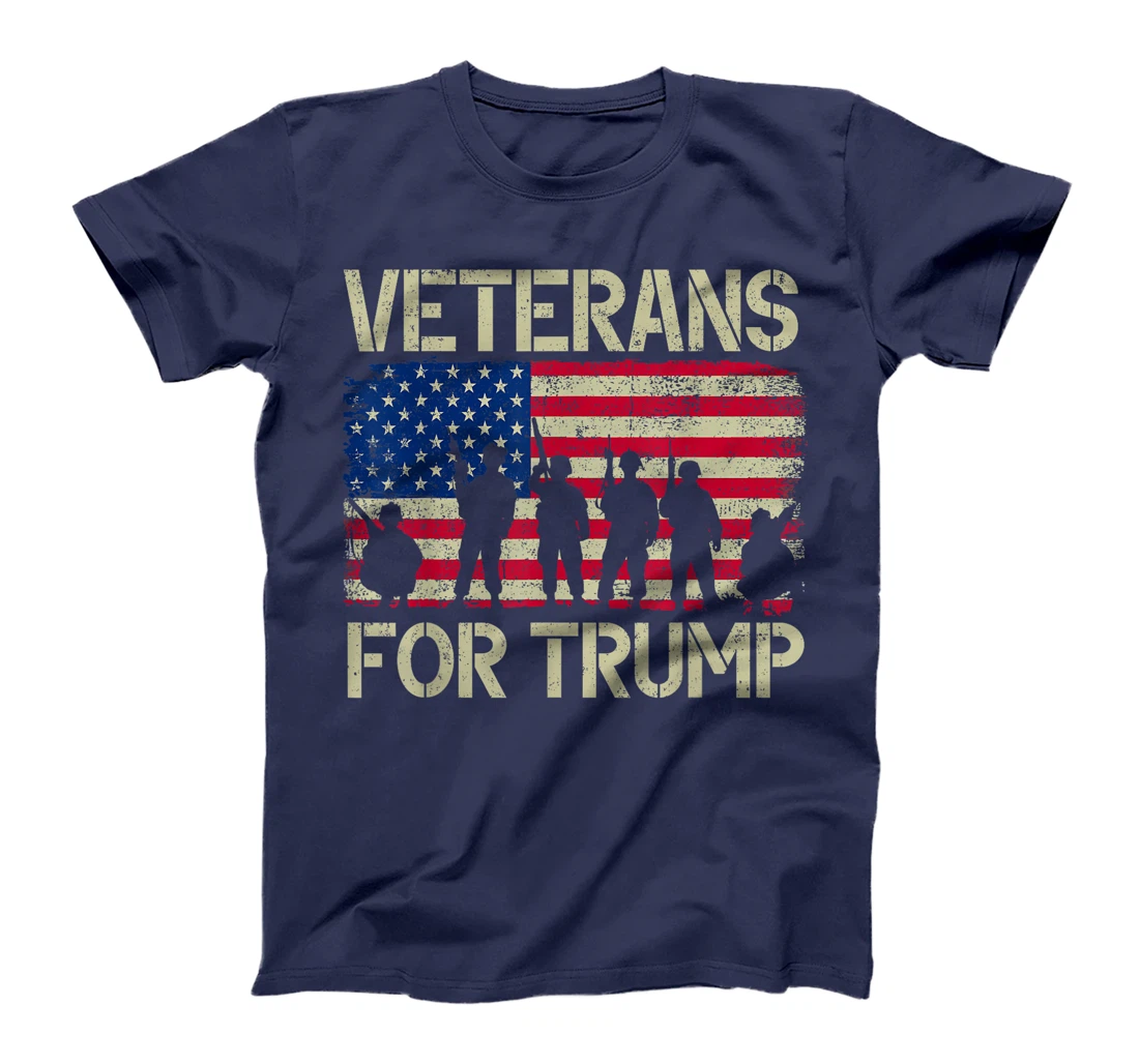 Veterans For Trump American Flag Veteran Dad Grandpa T-Shirt
