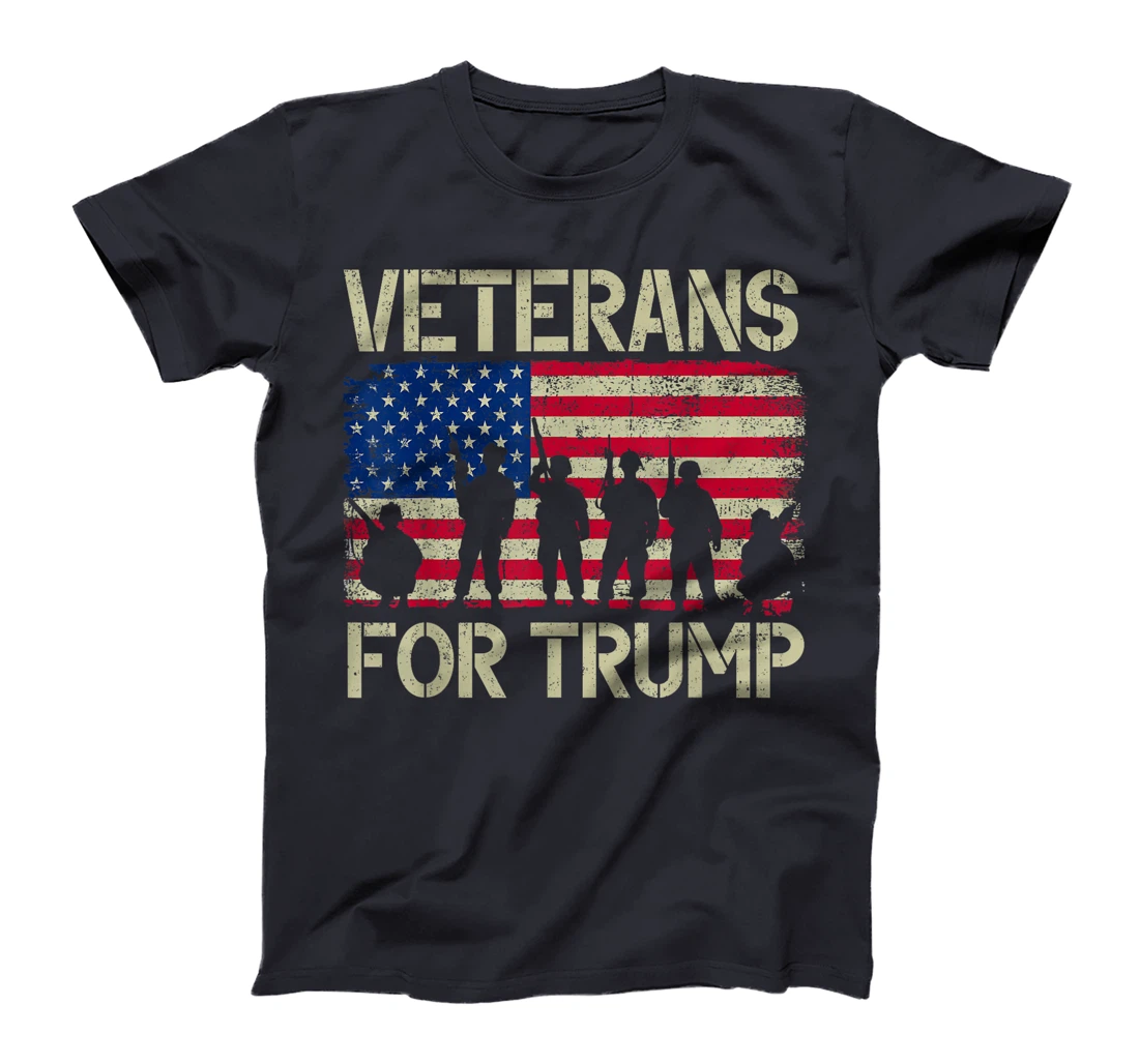 Veterans For Trump American Flag Veteran Dad Grandpa T-Shirt