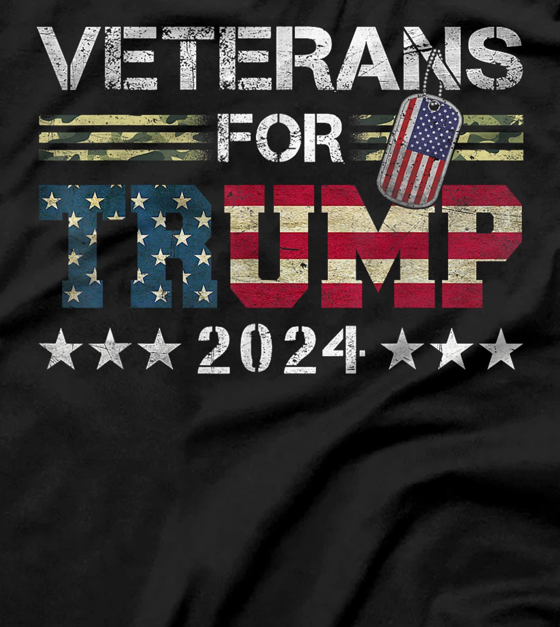 Dad Grandpa Veterans For Trump 2024 American Flag Camo T-Shirt