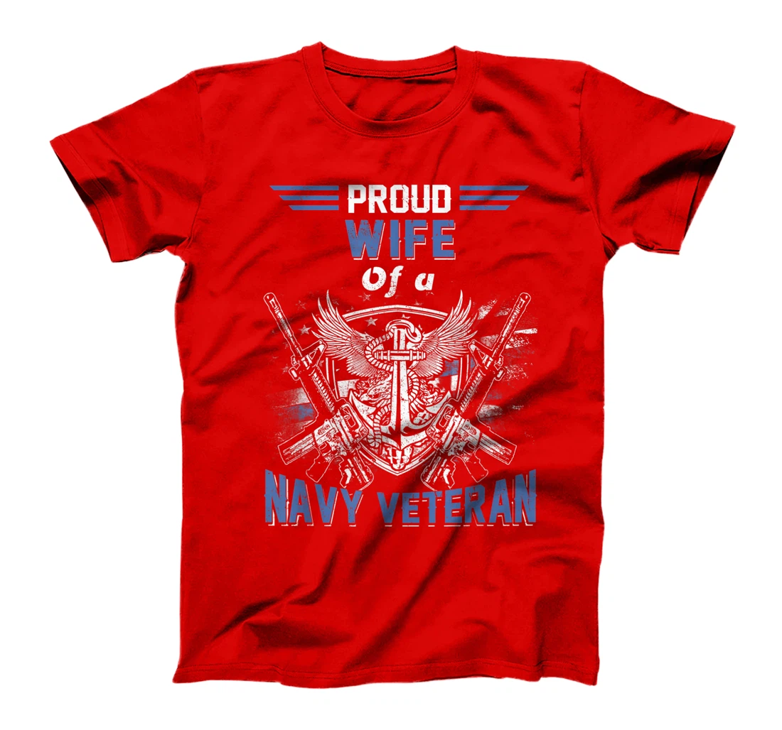 Proud Wife of A Navy Veteran Sailor USA Flag T-Shirt