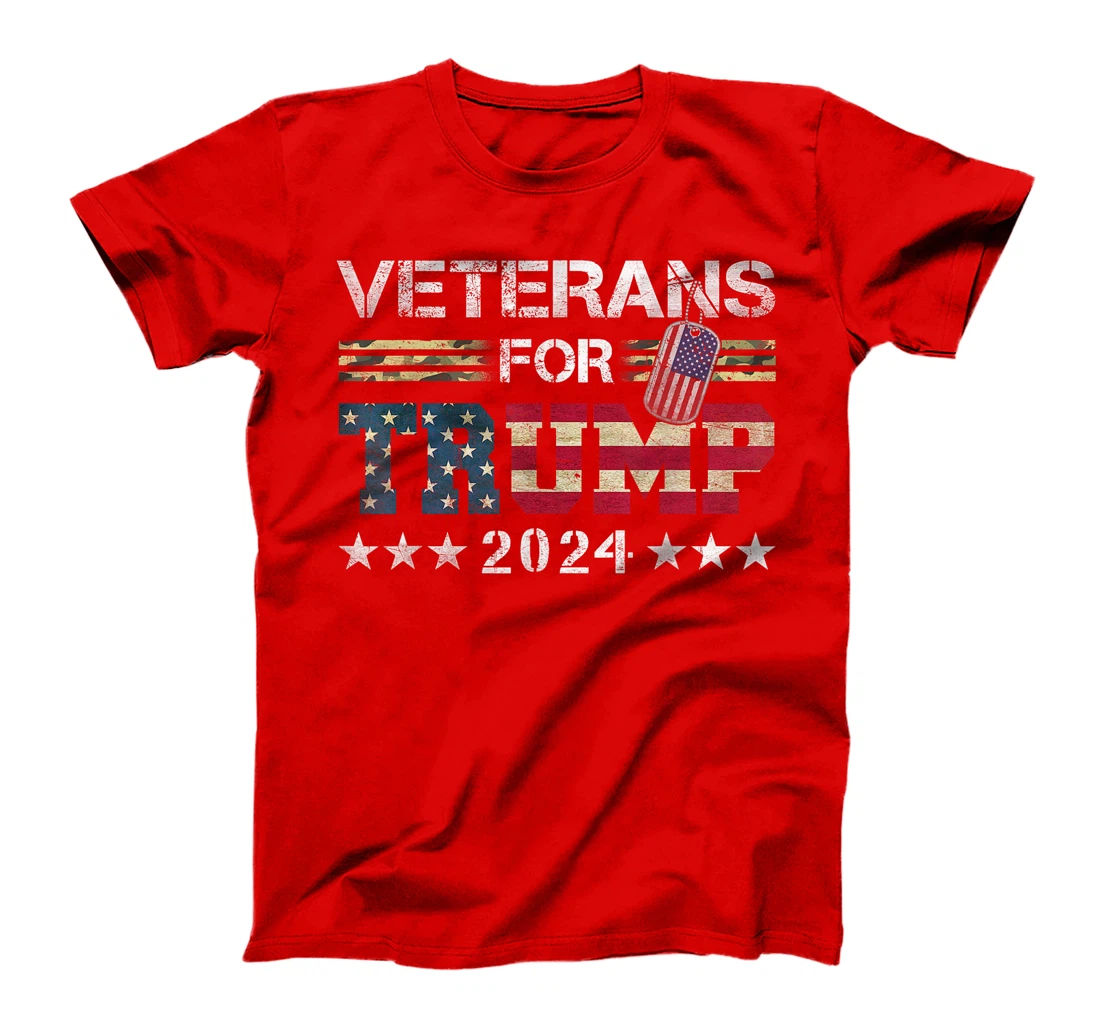 Dad Grandpa Veterans For Trump 2024 American Flag Camo T-Shirt