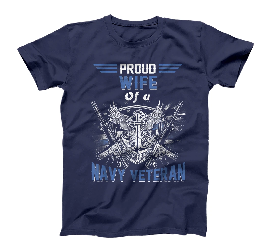 Proud Wife of A Navy Veteran Sailor USA Flag T-Shirt