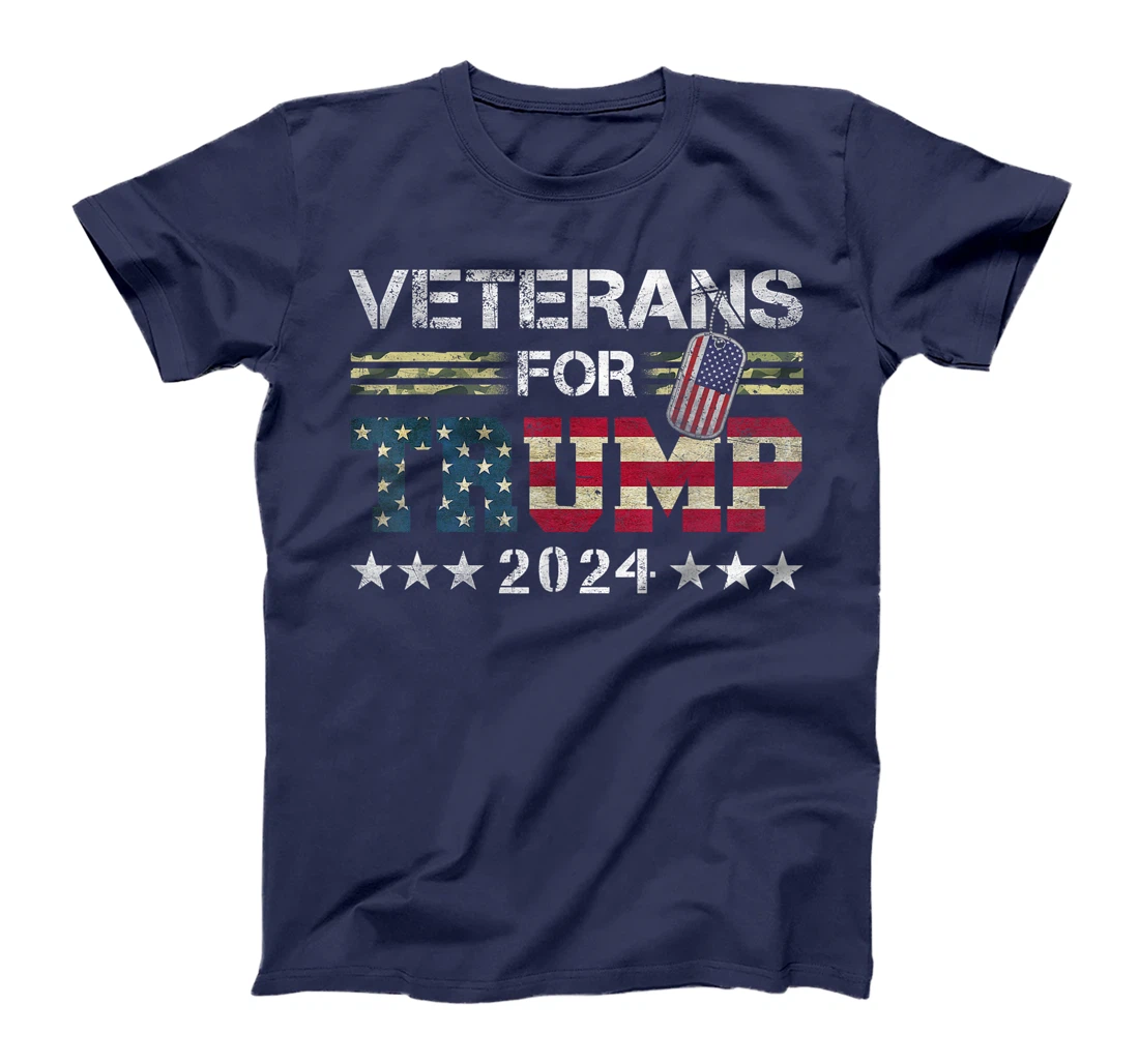 Dad Grandpa Veterans For Trump 2024 American Flag Camo T-Shirt