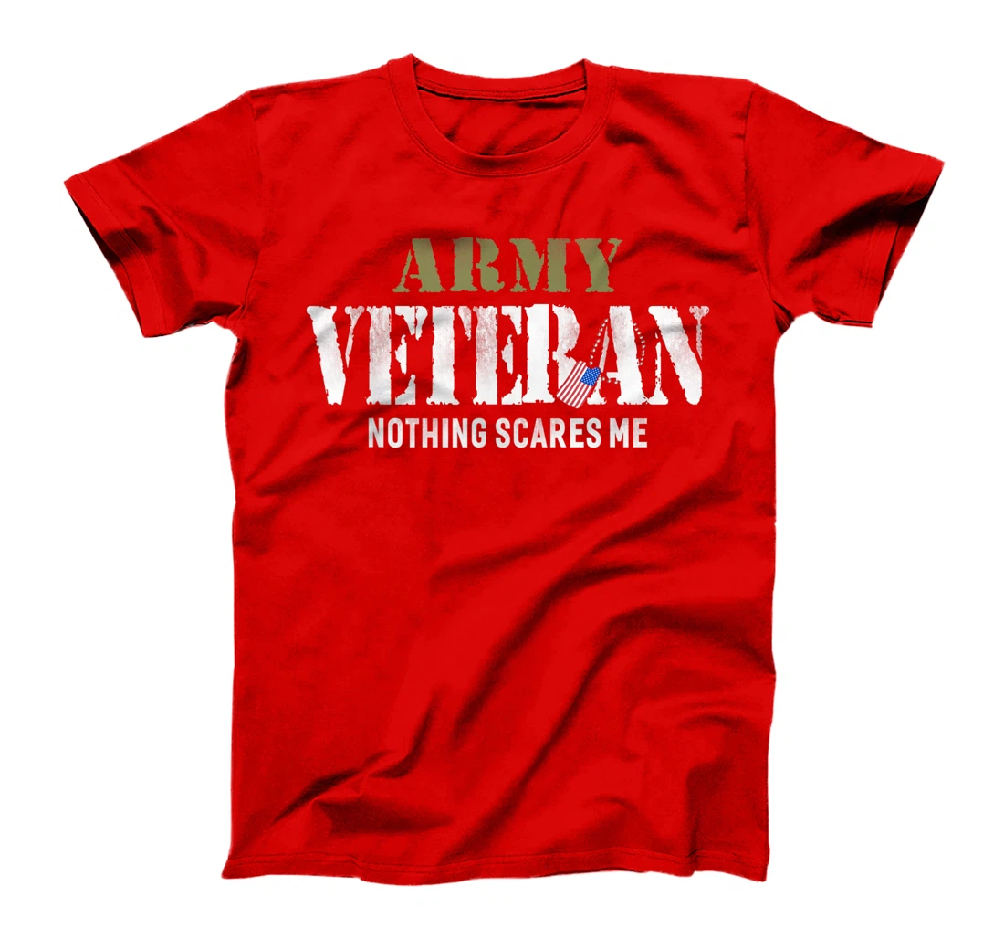 Men's Army Veteran Nothing Scares Me American Flag T-Shirt