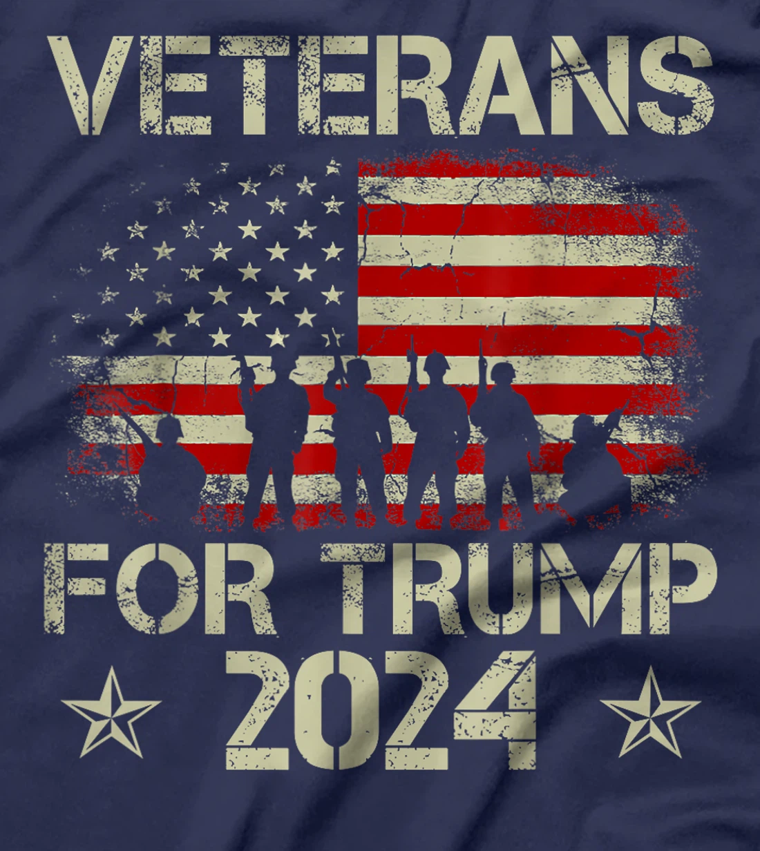 Grandpa Veterans For Trump 2024 American Flag 4th Of July T-Shirt